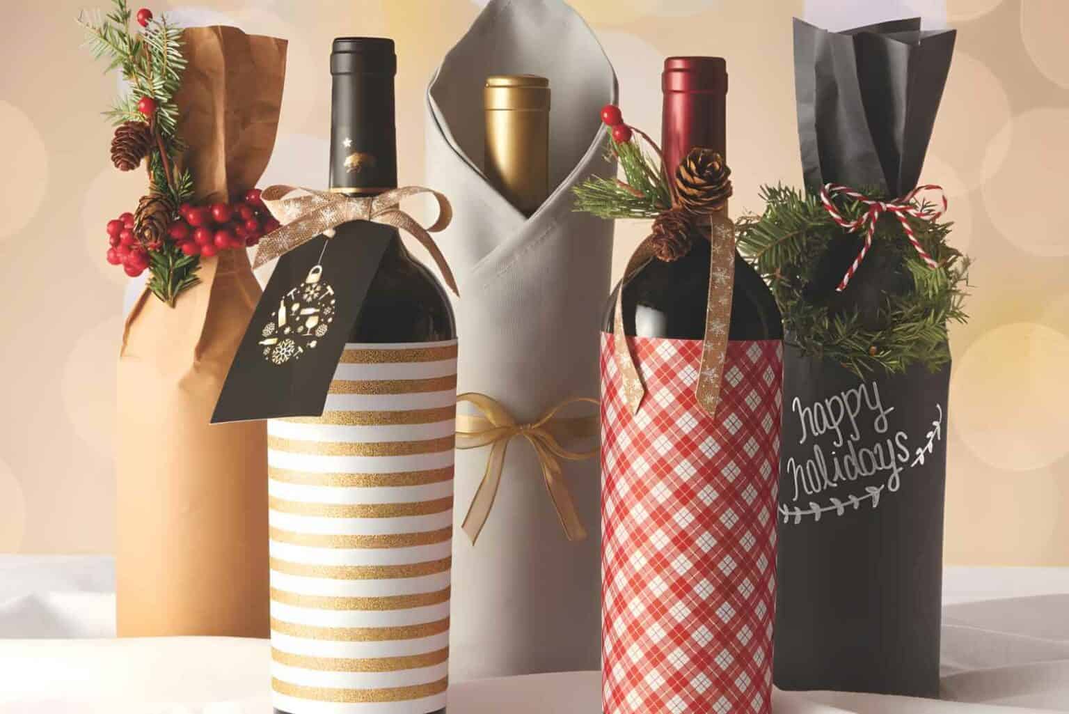 Wrapping-Wine-Bottle-for-Christmas