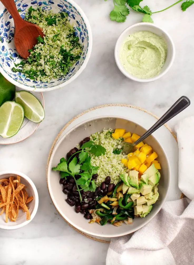 Cauliflower Rice And Black Bean Burrito Bowl