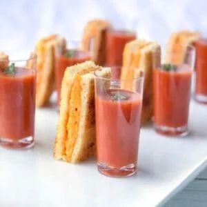 Tomato Soup Shots With Grilled Cheese Bites