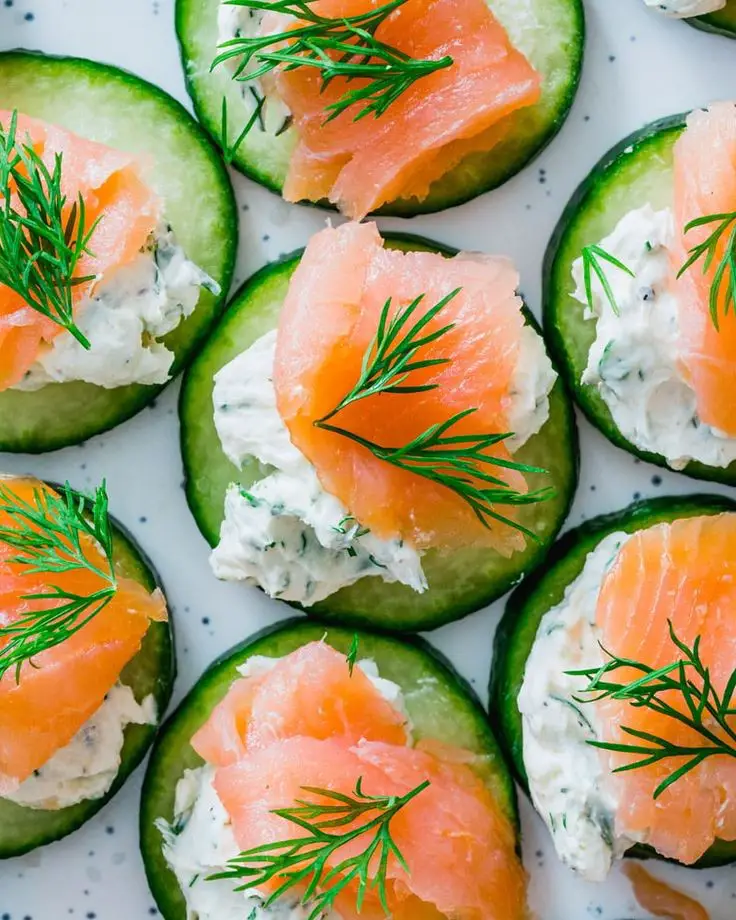 Smoked Salmon On Cucumber Rounds