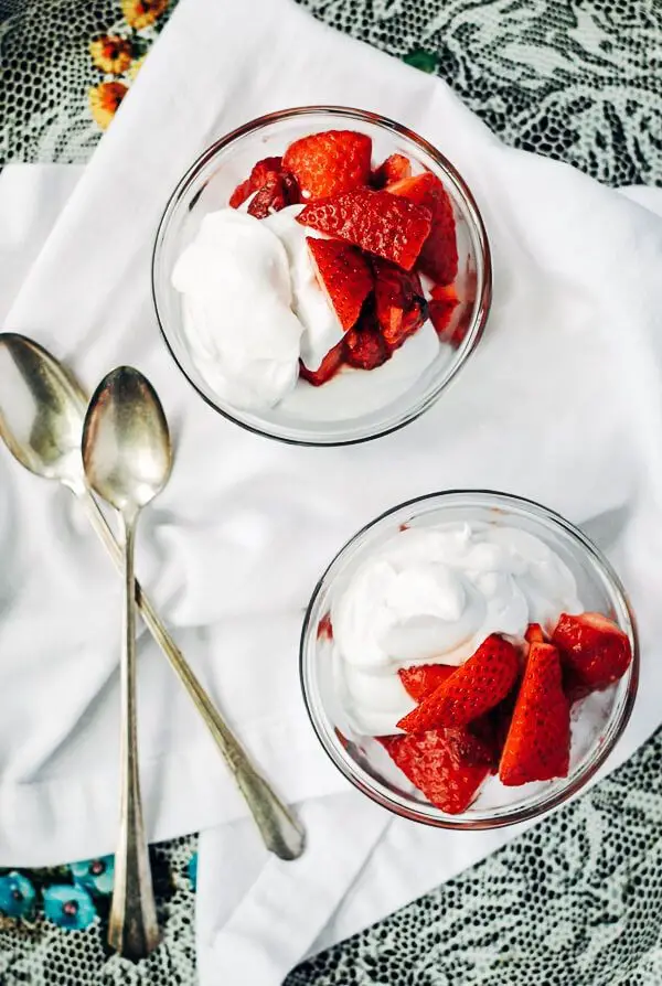 Roasted Strawberries And Coconut Cream