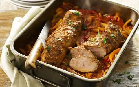 Pork Steak Roasted With Peppers