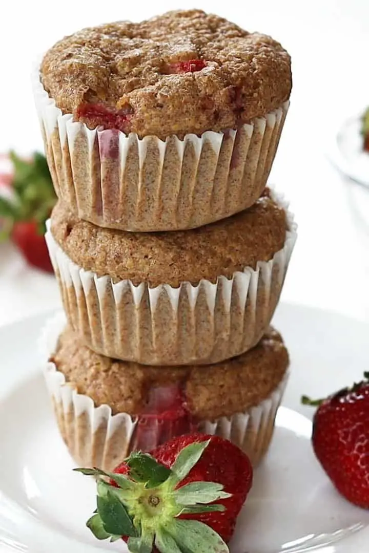 Strawberry Banana Flaxseed Muffins