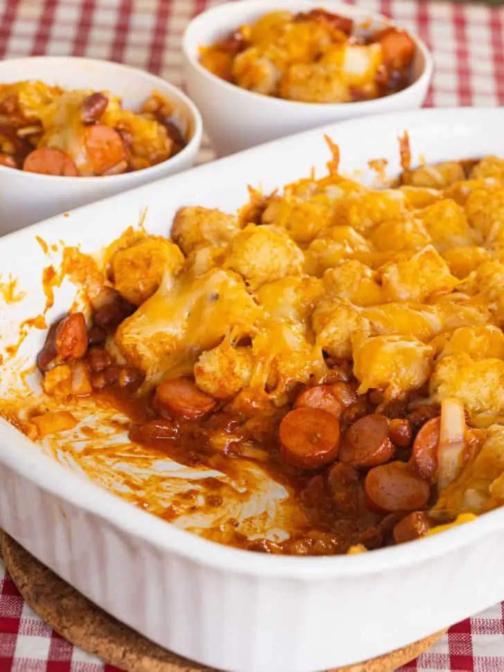 Chili Cheese Dog Tater Tot Casserole