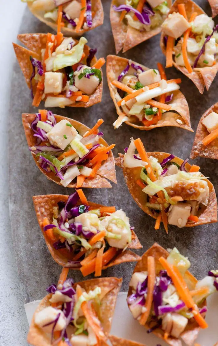 Asian Chicken Salad Wonton Cups