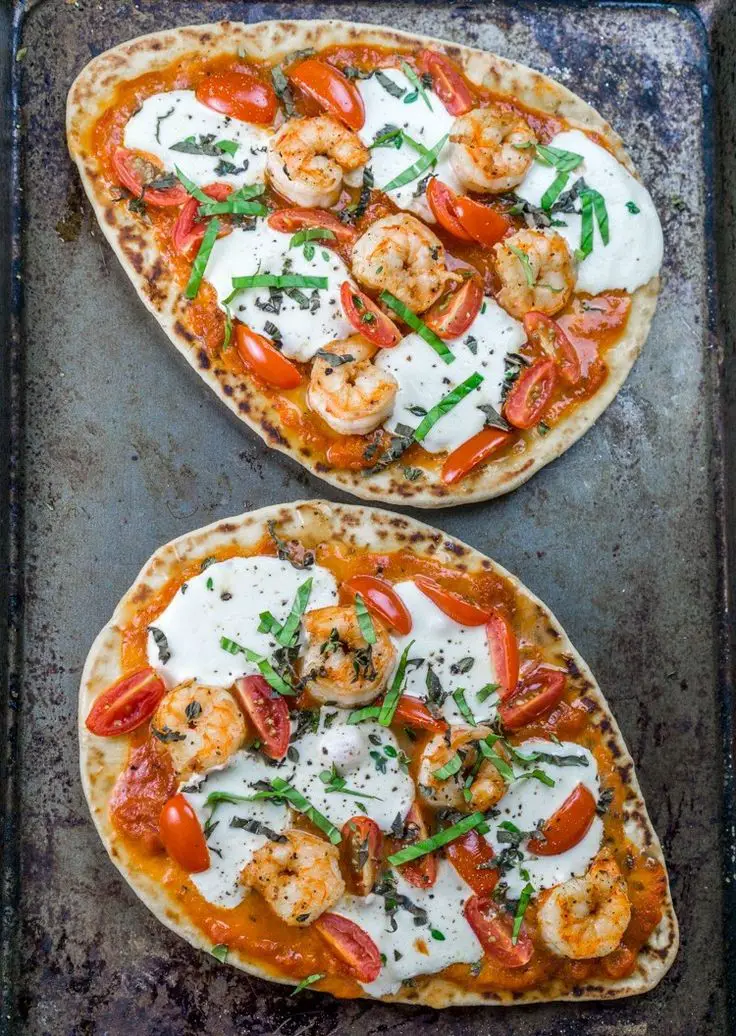 Shrimp Naan Pizzas