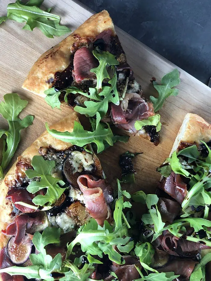 Fig Prosciutto Pizza With Blue Cheese & Arugula