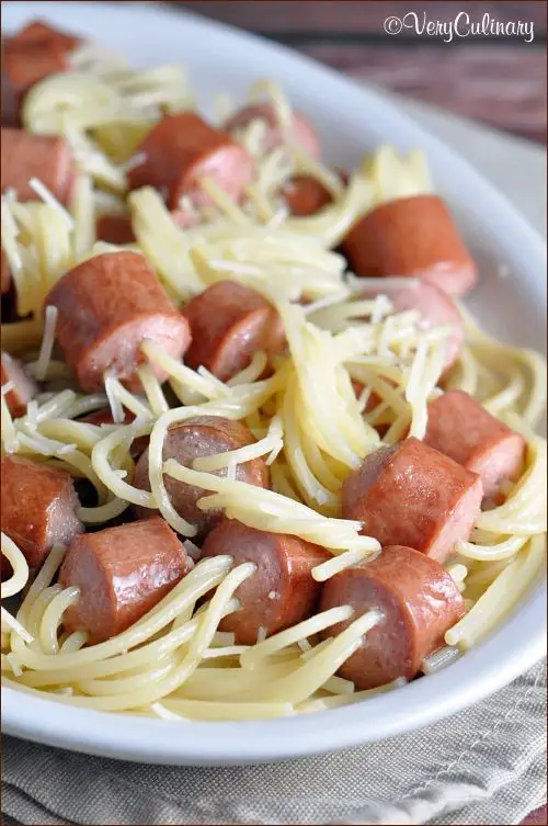 Threaded Spaghetti Hot Dog Bites