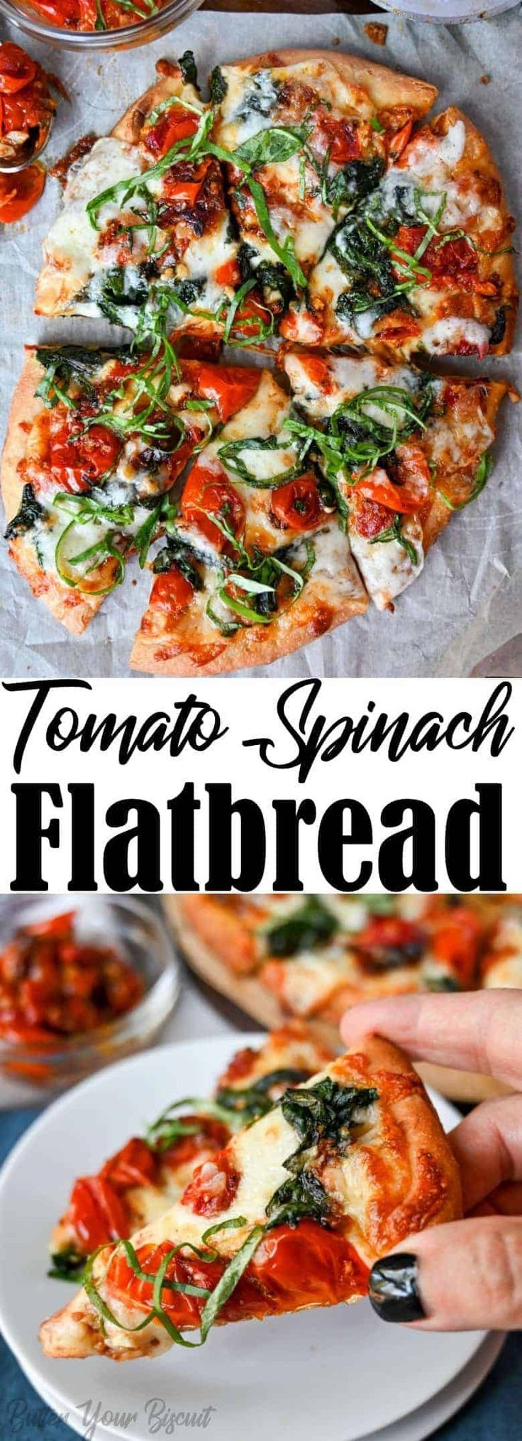 Garlic Roasted Tomato & Spinach Flatbread