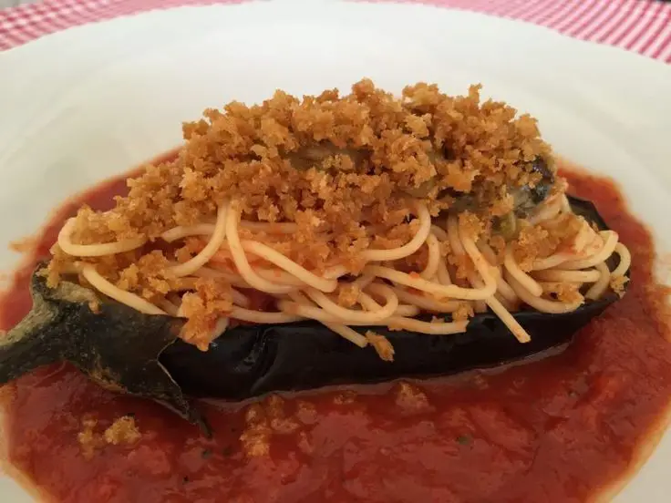 Spaghetti-Stuffed Eggplant