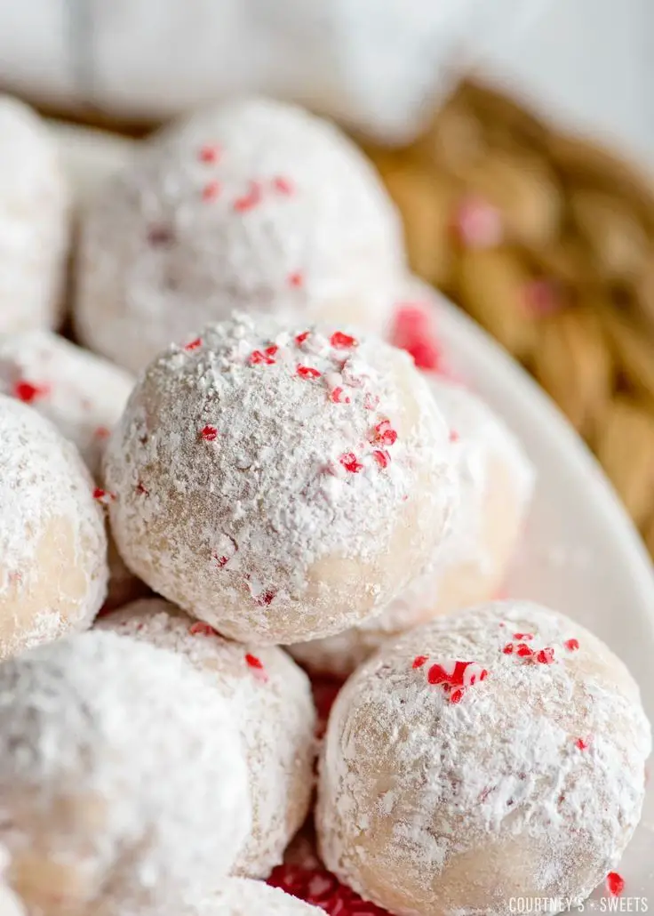 Peppermint Snowball Cookies