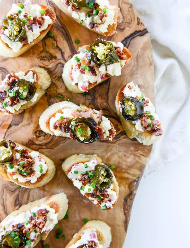 Bacon Ciabatta Crostini With Pimiento Cheese & Jalapeno