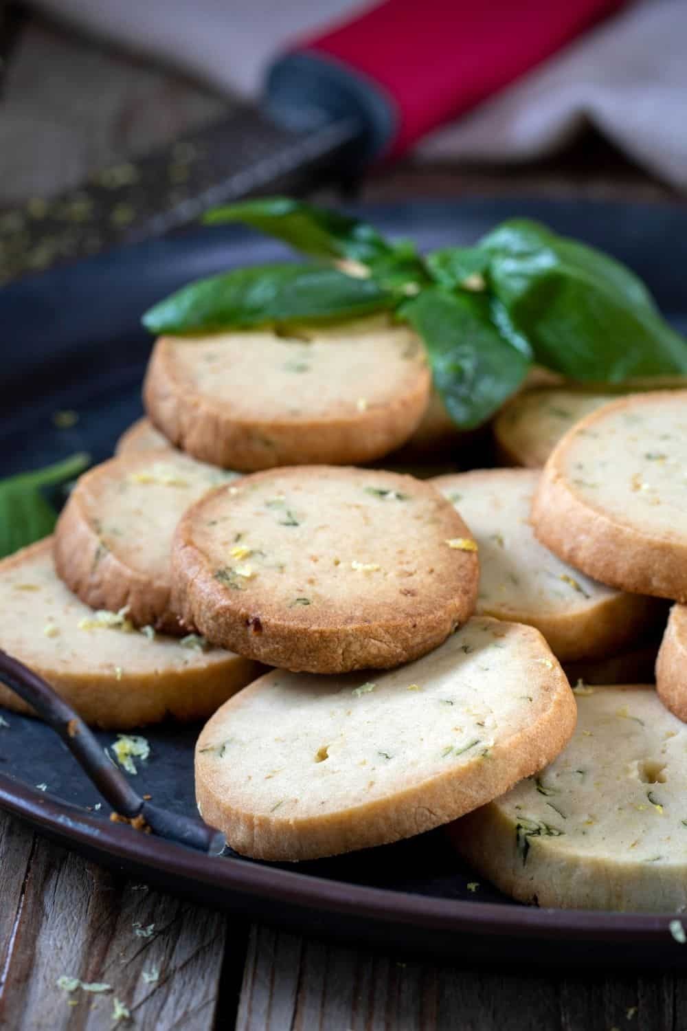 Lemon Basil Shortbread Cookies