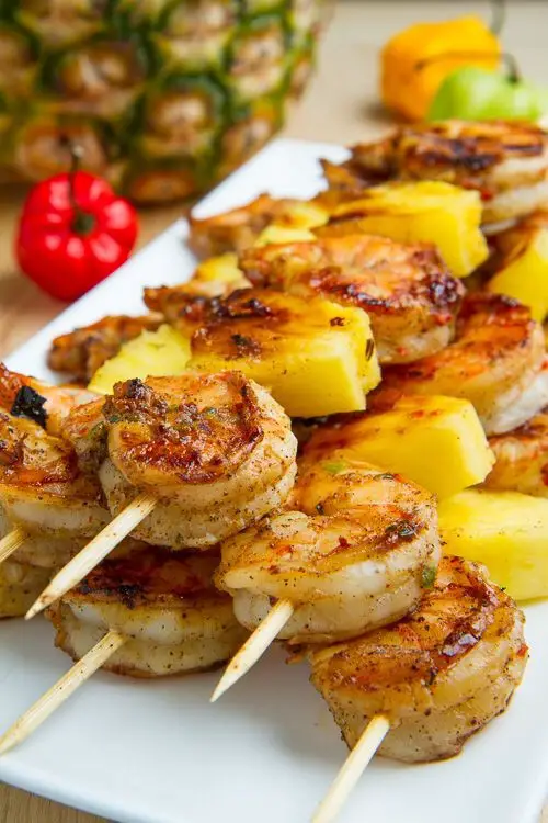 Grilled Jerk Shrimp & Pineapple Skewers