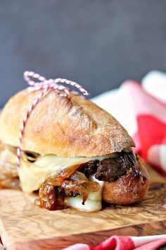 Steak Sandwiches With Caramelized Onions & Provolone Cheese