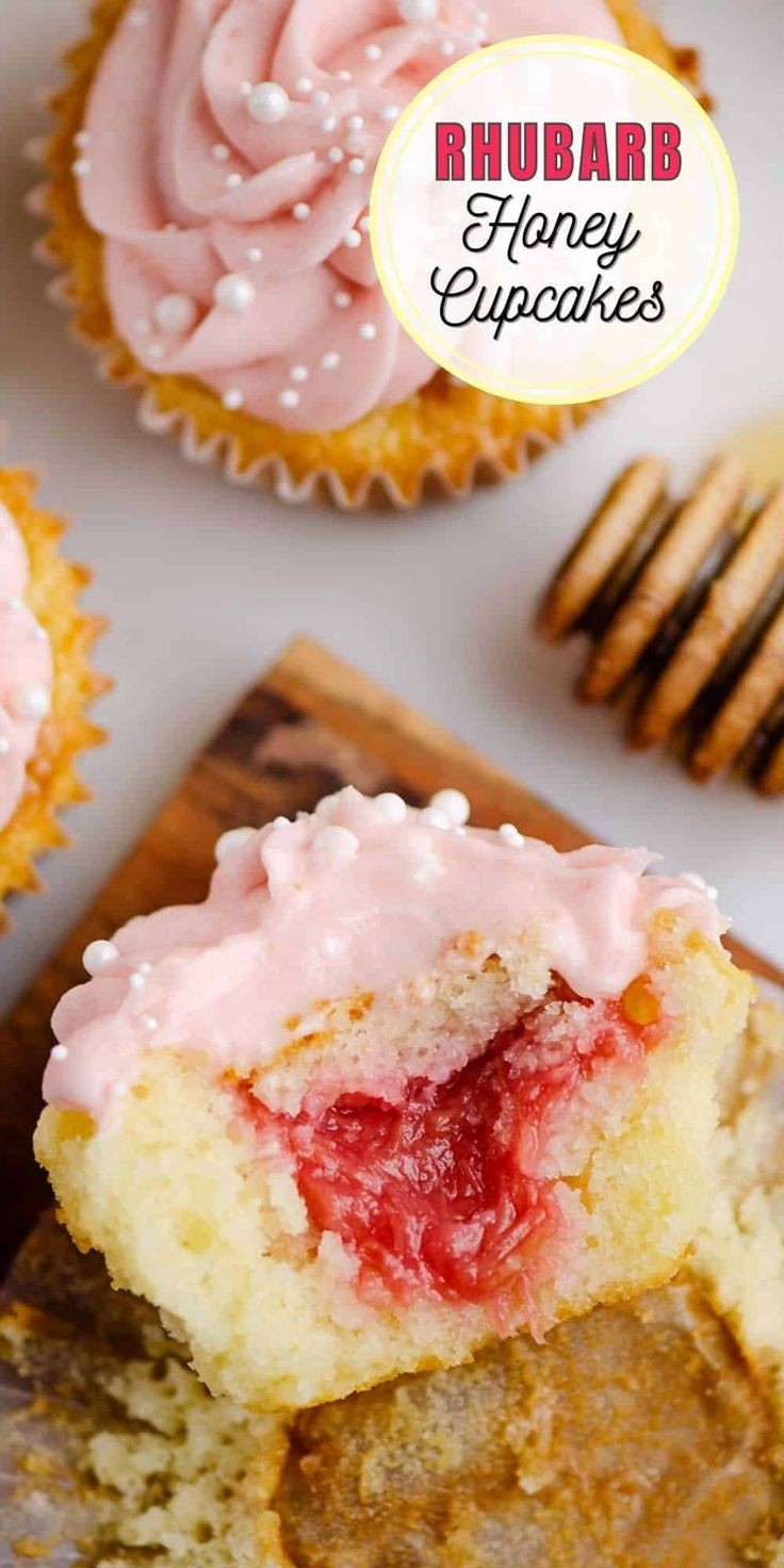 Rhubarb Honey Cupcakes