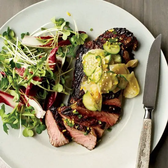 Grilled Steak With White Radish Salad