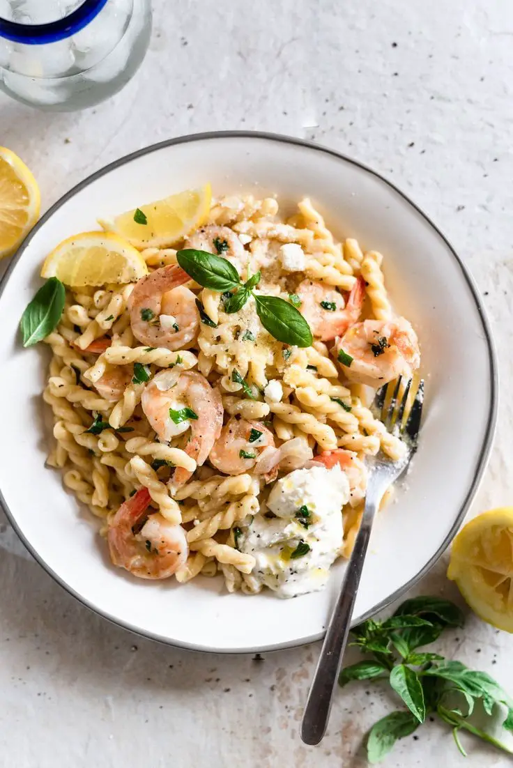 Garlic Lemon Butter Shrimp Gemelli