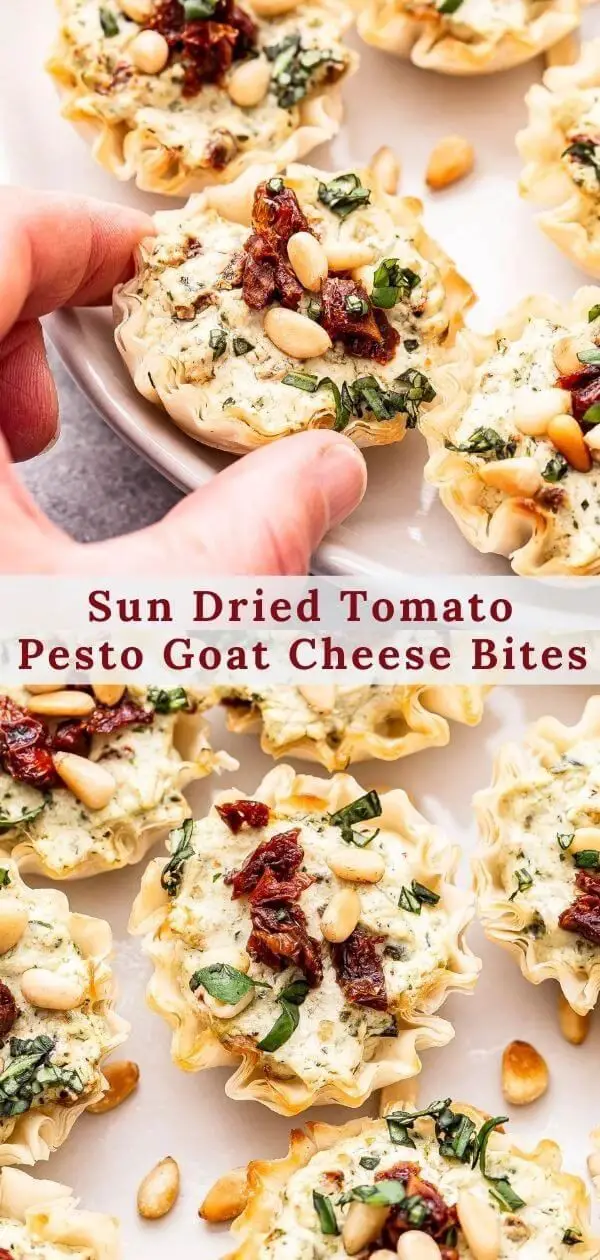 Sun Dried Tomato Pesto Goat Cheese Bites