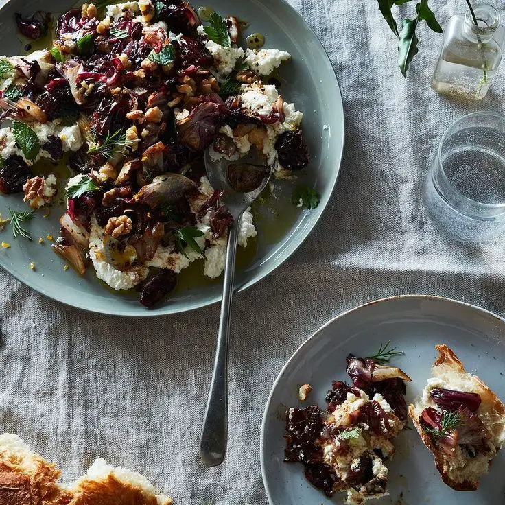 Bittersweet Roasted Radicchio With Ricotta & Dates