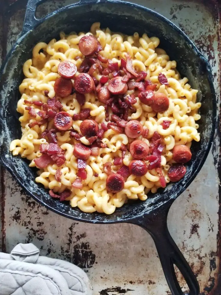 Bacon & Hotdog Skillet Mac & Cheese