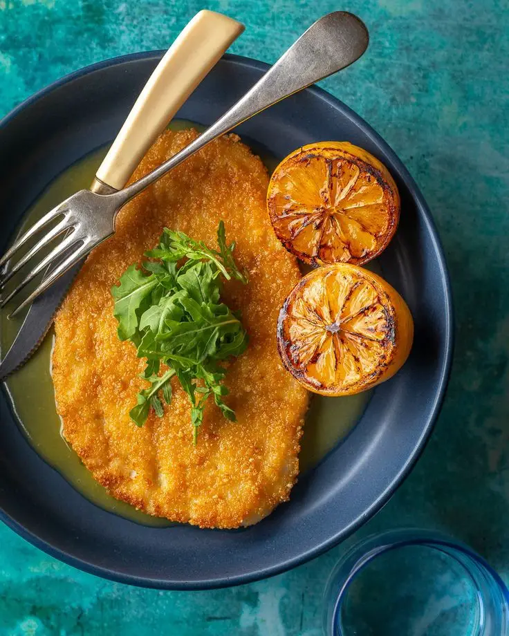 Pan Fried Calamari Steaks With Charred Lemon