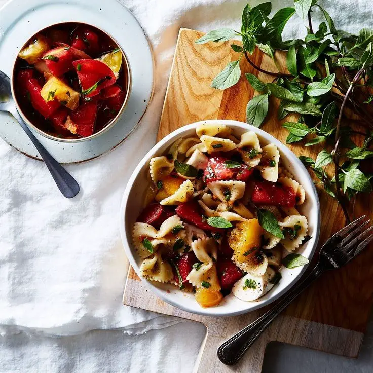 Bow Tie Pasta Salad With No-Cook Tomato Sauce