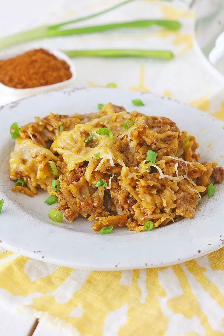 Crockpot Taco Casserole With Shredded Potatoes & Ground Beef