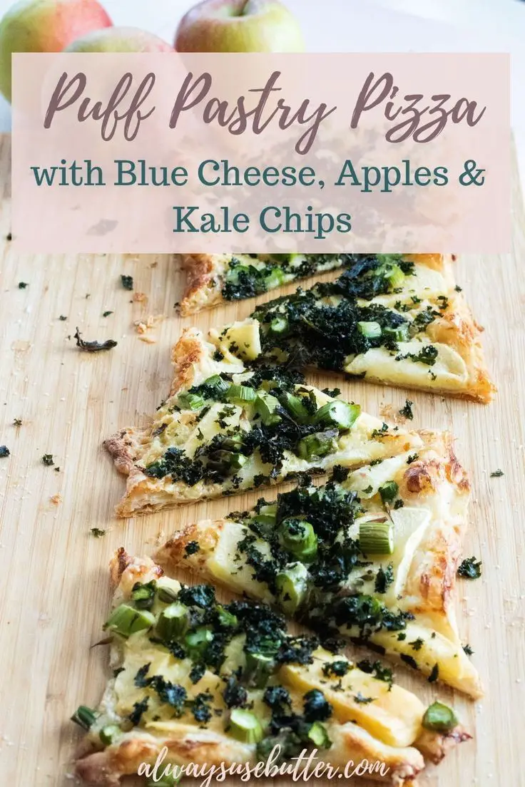 Puff Pastry Pizza With Blue Cheese, Apples, & Kale Chips