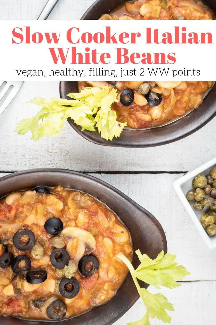 Slow Cooker Italian White Beans With Mushrooms