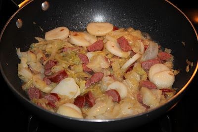 Cabbage, Ring Bologna, And Potatoes