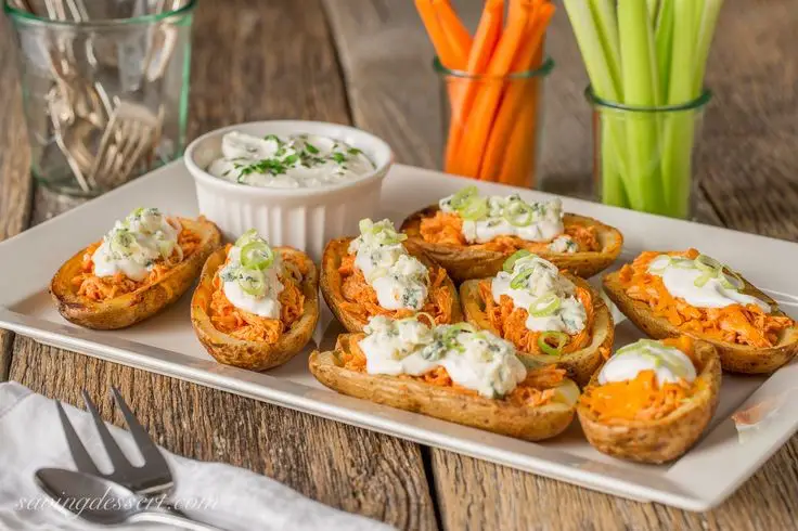 Buffalo Chicken Potato Skins With Blue Cheese Dip