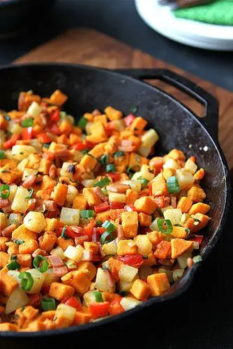 Sweet Potato Hash With Canadian Bacon