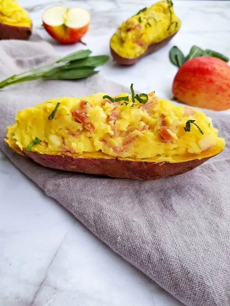 Baked Sweet Potatoes With Spam & Apple