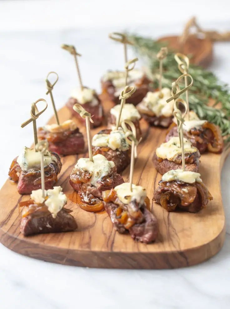 Tenderloin Bites With Blue Cheese & Caramelized Onions