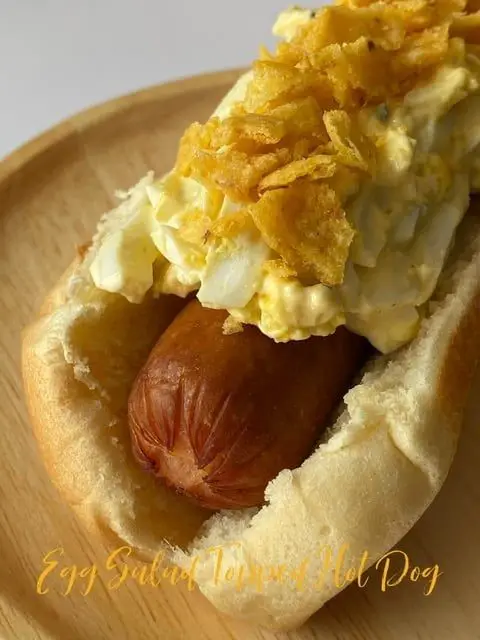 Egg Salad Topped Hot Dogs