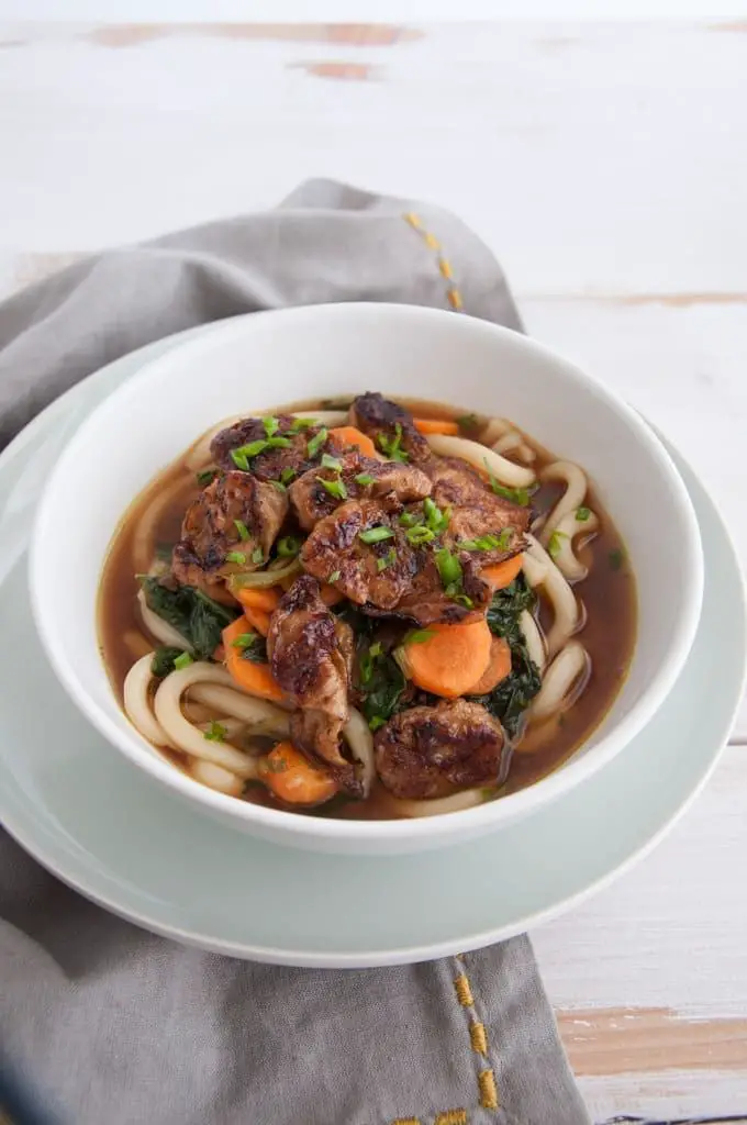 Vegan Miso Udon Noodle Soup With Mock Abalone