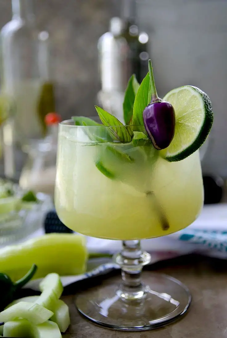 Spicy Thai Basil Cucumber Cocktail