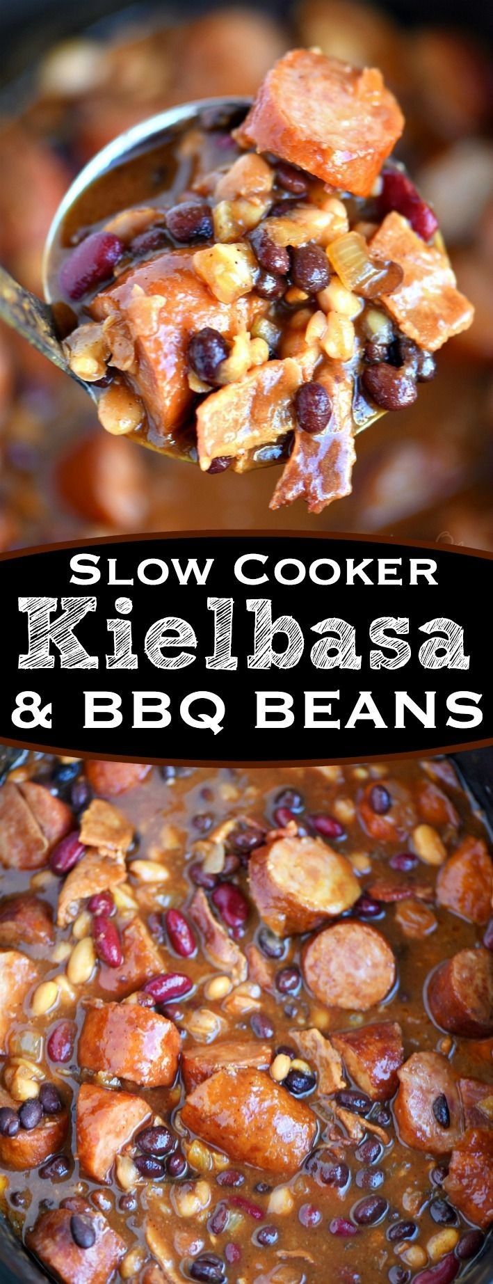 Slow Cooker Kielbasa & Barbecue Beans