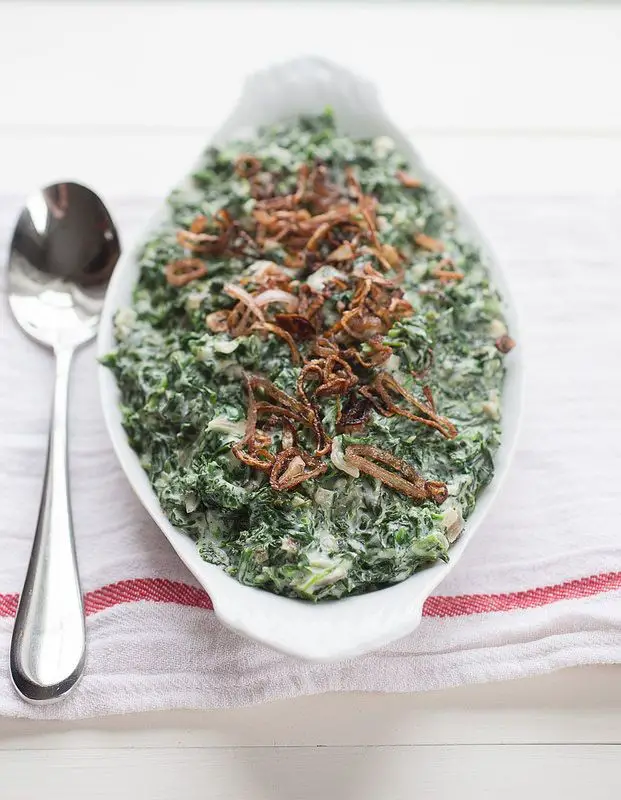 Creamed Spinach With Crispy Shallots