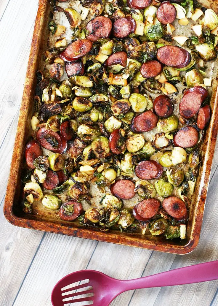 Maple-Roasted Brussels Sprouts And Ring Bologna