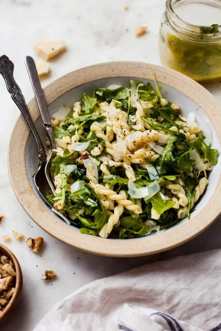 Lemon Basil Arugula Gemelli Pasta Salad