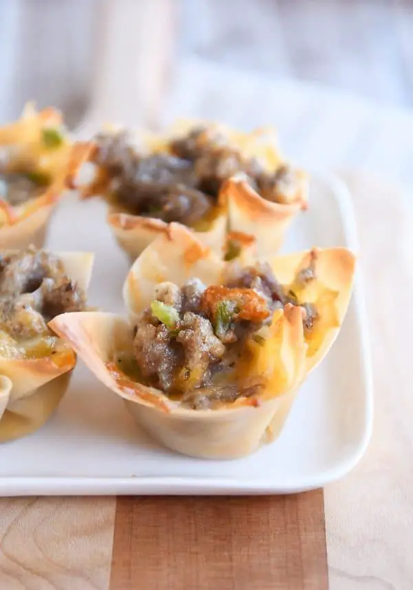 Cheesy Sausage Wontons